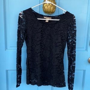 Banana Republic Black Lace Long Sleeved Top size XS